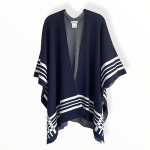 NWOT Charter Club Navy & White Knit Oversized Kimono Wrap Sweater